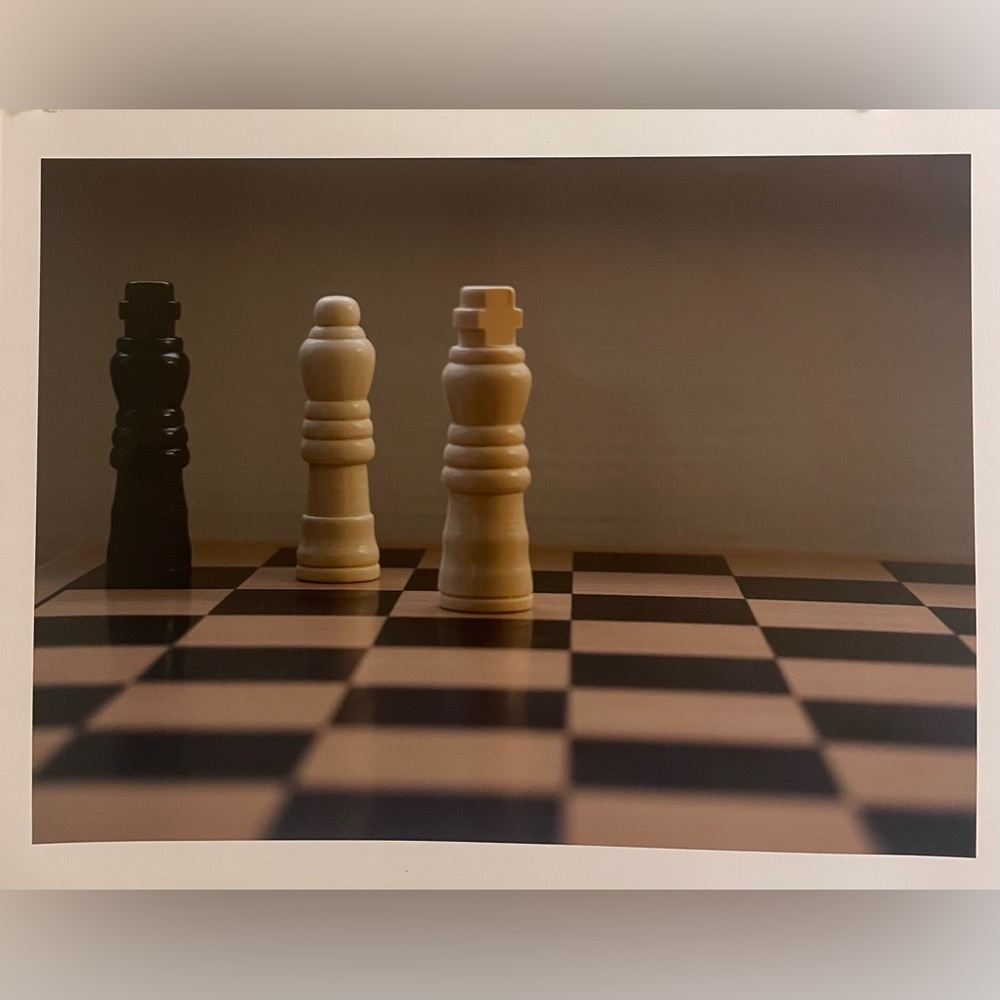 Unframed photography print, photo of a chessboard, 17"x22"